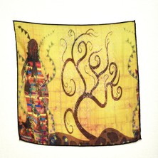 Lila Rosa Gustav Klimt Desenli Bandana Fular
