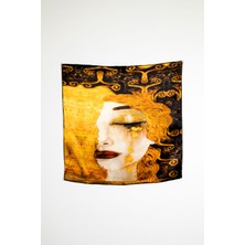 Lila Rosa Gustav Klimt Desenli Ipek Bandana Fular