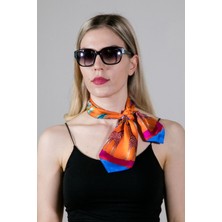 Lila Rosa Afrika Desenli Ipek Fular