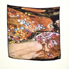 Lila Rosa Gustav Klimt Desenli Bandana Fular