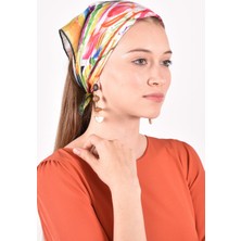 Lila Rosa Vasili Kandinski Desenli Bandana Fular