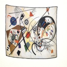 Lila Rosa Vasili Kandinski Desenli Bandana Fular