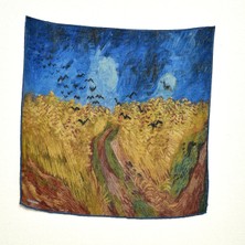 Lila Rosa Van Gogh Desenli Bandana Fular