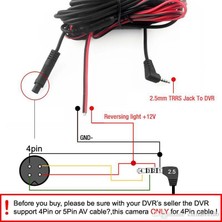 Platoon4 Pin 2.5 mm Araç Kamera Kablosu 5 Metre 4 Pin Arka Kamera Kablosu