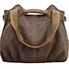 Fashion Smart Kadın Günlük Vintage Kanvas Üst Saplı Omuz Çantası (Yurt Dışından)