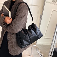 Fashion Smart Kadın Siyah Kare Nakışlı Zincirli Askılı El ve Omuz Çantası (Yurt Dışından)