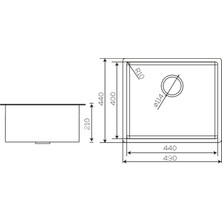Crauf Stella 4449 inox Tezgah Altı Evye 440X490X210MM