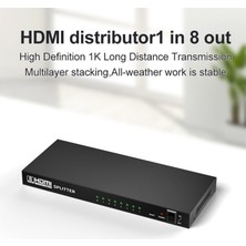 Prettyia Stb DVD Ps3 Ofis Öğretimi Için 8 Out Yüksek Çözünürlükte HDMI Splitter 1 (Yurt Dışından)