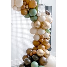 Trend Hediye Sepeti Krom Gold Pastel Karamel Çikolata Deniz Kumu Küf Yeşili Balon 100 Adet ve 5 M Balon Zinciri