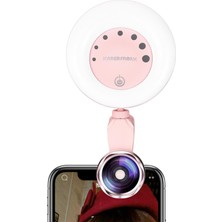 Prettyia Mini Telefon Lensi Selfie Halkası ile Işık 120 Derece 4 K Hd Geniş Açı Lens Pembe (Yurt Dışından)