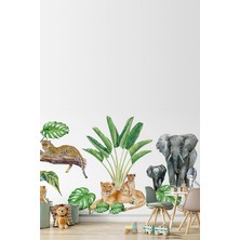Vahşi Afrika Fil Aslan ve Leopar Duvar Sticker Seti