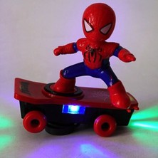 Tamam Elektronik Örümcek-Adam Robot Oyuncaklar, Dublör Kaykay Scooter Müzikli Işıklı Takla Atan