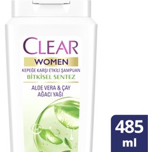 Clear Women Kepeğe Karşı Etkili Şampuan Bitkisel Sentez Aloe Vera & Çay Ağacı Yağı 485 ML