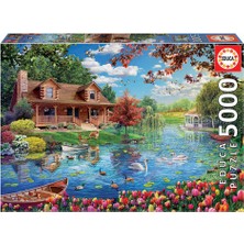 Educa Puzzle 5000 Parça Göldeki Küçük Ev 19056