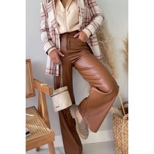 Madmext Mad Girls Kahverengi Deri Pantolon MG1316