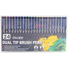 Buyfun 24 Renk Çift Uçlu Fırça Kalemler Fineliner ve Fırça (Yurt Dışından)
