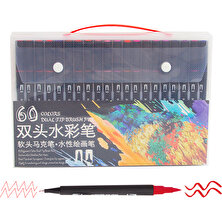 Buyfun 60 Renk Çift Uçlu Fırça Kalemler Fineliner ve Fırça (Yurt Dışından)