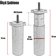 Badem10 Ayarlanabilir Mobilya Kanepe Koltuk Baza Destek Yükseltme Ayağı M8 Civatalı Siyah Ayak 13 Cm 4 Adet