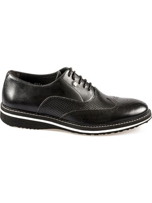 Fosco 8571 Siyah Renk Oxford Hakiki Derı Erkek Ayakkabı