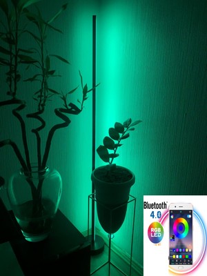 Çağatay Elektrik Dekoratif Rgb Bluetooth LED Lambader Köşe Lambası Siyah 120 cm Mobil Kontrol Telefon Kontrol Siyah