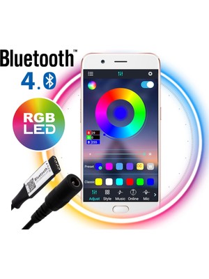 Çağatay Elektrik Dekoratif Rgb Bluetooth LED Lambader Köşe Lambası Siyah 120 cm Mobil Kontrol Telefon Kontrol Siyah