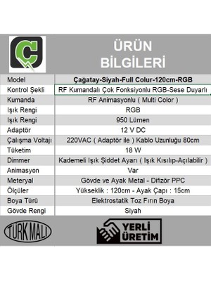 Çağatay Elektrik Dekoratif Rgb Sese Duyarlı Lambader Kumandalı