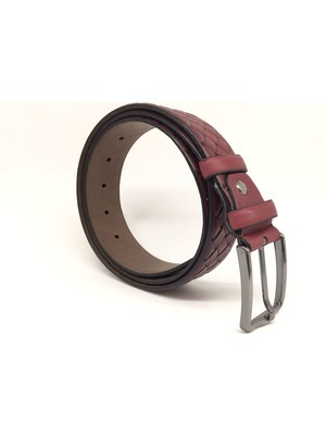 Mammamia 3216 Bordo Erkek Pantolon Kemeri 3,5 cm