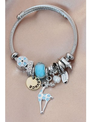 Clariss Çelik Taşlı Geyik Model Charm Bilezik