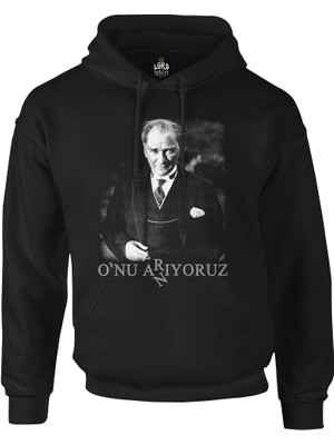 Atatürk - Onu Arıyoruz. Anıyoruz Siyah Erkek Fermuarsız Kapşonlu