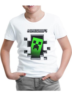 Minecraft 3 Beyaz Çocuk Tshirt