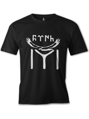 Türk Kayı Boyu Bayrak - Logo Siyah Erkek Tshirt