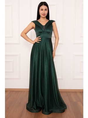 Kalopya Simli Tül Uzun Abiye Elbise 13280