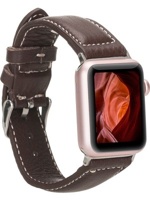 Plm Apple Watch Uyumlu Deri Kordon 42-44-45MM Nm4-As4 Kahverengi