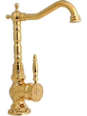 LPD Osmanlı Desenli Rustik Lavabo Bataryası Gold