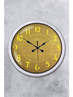 Platin Saat 52 cm Beyaz Metal Dekoratif Duvar Saati