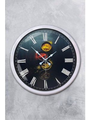 Platin Saat 52 cm Beyaz Metal Kitchen Duvar Saati