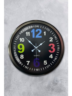 Platin Saat 52 cm Siyah Metal 13-24 Duvar Saati