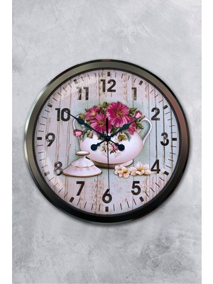 Platin Saat 52 cm Siyah Metal Kitchen Duvar Saati