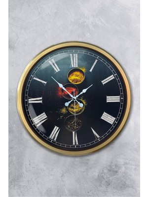 Platin Saat 52 cm Eskitme Metal Kitchen Duvar Saati