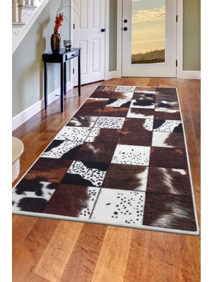 Dijidekor Dijidekor DR01 Kahve Saçaksız Dijital Halı Kaymaz Yıkanabilir Iskandinav Yolluk 40X60