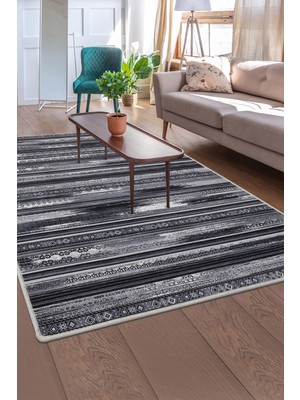 Dijidekor Köln Gri Saçaksız Dijital Halı Kaymaz Yıkanabilir Iskandinav Yolluk 80X300