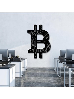 Altın Pusula Bitcoin Metal Duvar Tablosu