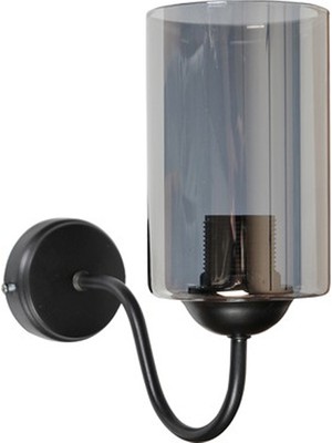 Ömür Avize Kilyos Modern Boru Füme Camlı Aplik Siyah Metal Gövde ile Şık Tasarım