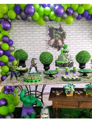 Bal10 Dünyası Hulk Temalı Balon Seti 70 Adet Balon + 5 mt Balon Zinciri