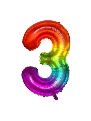 Eğlence Marketi 34'' 80 cm Gökkuşağı Folyo Rakam Balon 3