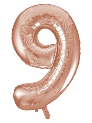 Eğlence Marketi 34'' 80 cm Rose Gold Bronze Folyo Rakam Balon 9