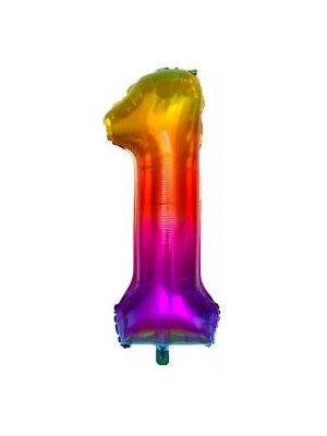 Eğlence Marketi 40'' 100 cm Gökkuşağı Folyo Rakam Balon 1