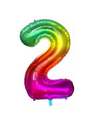 Eğlence Marketi 40'' 100 cm Gökkuşağı Folyo Rakam Balon 2