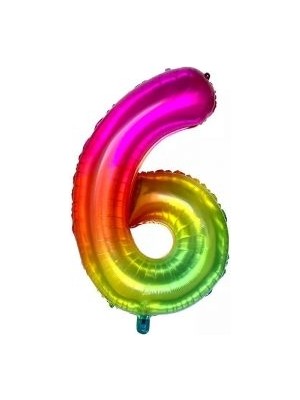 Eğlence Marketi 40'' 100 cm Gökkuşağı Folyo Rakam Balon 6