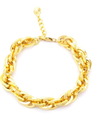 Ferizz Altın Kaplama Oval Halkalı Şık Samanyolu Kadın Bileklik